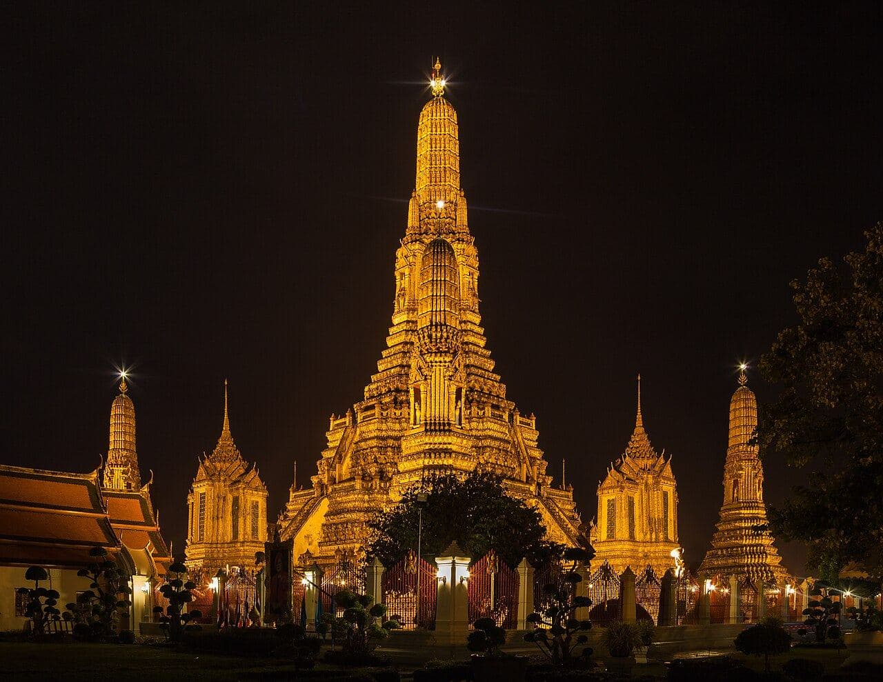 Wat Arun illuminated at night, Bangkok